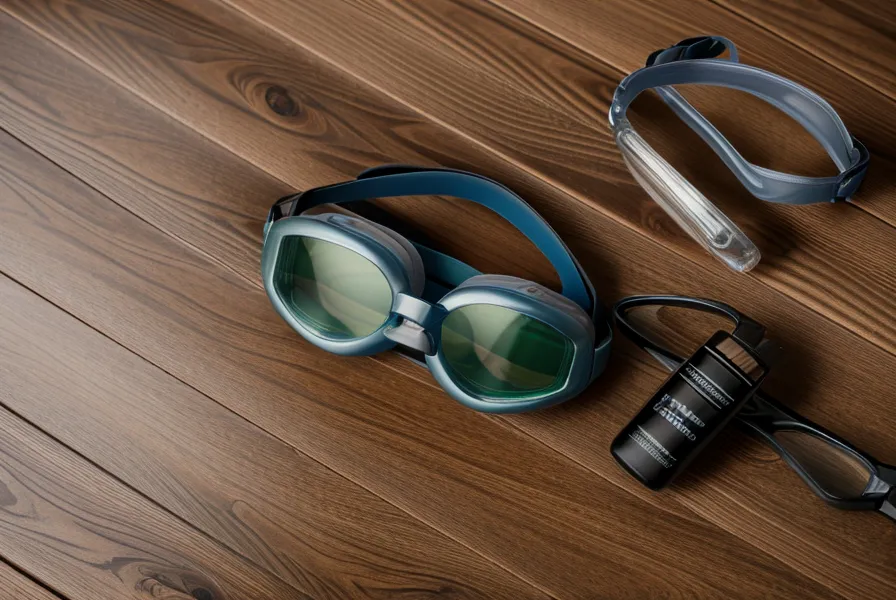 Gafas de natación junto a un kit de lifting, representando factores externos que afectan el rizo.